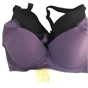 ILYS Bella Womens 36D Bra Lot of 2 Purple Black Underwire Full Coverage IB1217D